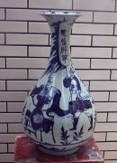 元代大型青花人物纹玉壶春瓶 高56厘米